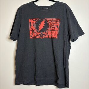 Pact x Grateful Dead Mens XL Organic Cotton Graphic T-Shirt Charcoal Gray Red